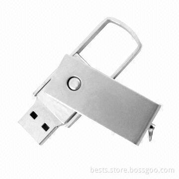 Promotional Metal Swivel USB Flash Drive, 1/2/4/8/16/32GB Capacities, Customized Logos are Accepted